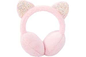 IHCEMIH Ear Muffs Women Girls Earmuffs Winter Accessories Fluffy Plush Adjustable Adults Outdoor Thermal Ear Warmer Skiing Running Cat Ears Covers Protector from Wind Cold Gift for Girls Ladies