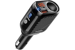 YANTU Cigarette Lighter Adapter 150W PD/QC Cigarette Lighter Usb Charger with 12V Usb Socket, 90° Flexible Rotation Car Cigarette Lighter Multi Socket with 3 Plug/Port Fast Charge for all Car Devices