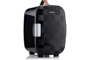 Subcold PRO6 Mini Fridge 6L / 8 Can – Quiet & Energy-Efficient, USB & AC Powered Small Fridges for Bedrooms, Car, Office | Portable Mini Fridge For Skincare, Beauty, Drinks & Snacks (Chequer Black)