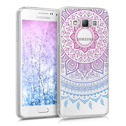 kwmobile Funda para Samsung Galaxy A3  2015  - Carcasa Protectora de  TPU  con dise  o de Sol hind   en  Azul Rosa Fucsia Transparente 
