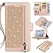 Produktbild Hnzxy Kompatibel mit iPhone 7 Plus Hülle,iPhone 8 Plus Hülle,Glitzer Bling PU Leder Tasche Flip Cover Handyhülle Reißverschluss Geldbörse mit 9 Kartenfächer Magnet Handy Schutzhülle Klapphülle,Gold
