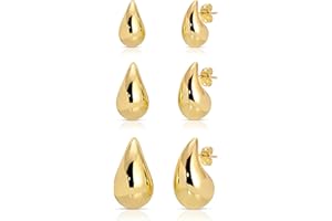ELEGANCE 11 DESIGNS Tropfenohrringe Dupes für Frauen Dickes Gold Chunky Hoop Ohrring Wassertropfen Ohrring für Frauen Hypoallergen, Messing, Kein Edelstein