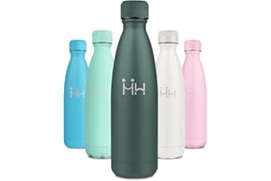 KOLLYKOLLA Botella Termica 500ml, Reutilizable, Cantimplora Acero Inoxidable con Doble Pared, Botella de Agua sin BPA, A Prueba de Fugas, Termo Agua para Escuela, Oficina, Deporte, Senderismo, Viajes, Exterior