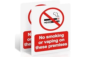 DETAILING GARAGE No Smoking or Vaping on These Premises Sign - 2 Pack, 100x75mm Self-Adhesive Vinyl Sticker - UV Printed Matte Surface, Waterproof, EN ISO 7010 Compliant