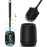 EWEIMA Toilet Brush, Silicone Bathroom Brush with Quick Drying Ventilated Holder, Silicone Toilet Brush for Deep Cleaning, Fl