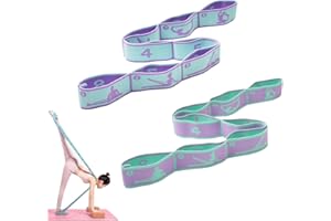 GUTERTOP 2 Stück Yoga Stretching Band, Gymnastikband Elastisch, Dehnungsband mit Schlaufen für Pilates Fitness Stretching Training