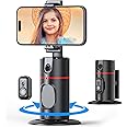 Homodoskey Auto Face Tracking Tripod, No App, Smart Tracking Phone Holder with Remote, 360° Rotation Body Phone Camera Mount Extendable Body Smart Tracking Tripod for Vlog/TIK Tok (Regular)