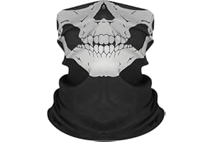 Heanvmyss Bandana Multiuso con Teschio per Uomo e Donna,2 Pezzi Passamontagna con Teschio Fantasma Moto,Skull Mask,Skull Scaldacollo,Ghosts Passamontagna per Kateboard Paintball Sport Halloween Cospla