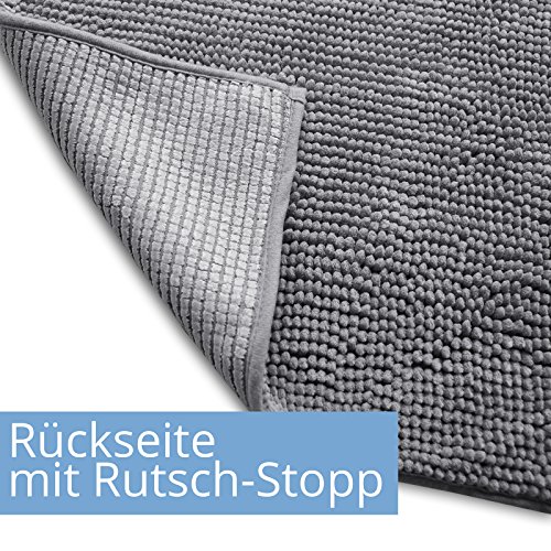 Chenille Badematte Coral | moderner Microfaser Badvorleger in Trendfarben | ÖKO TEX Standard 100 | Komfortgröße 50×80 cm für Badezimmer | Anthrazit / Grau - 4