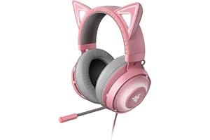 Razer Kraken Kitty - Cuffie USB con Orecchie da Gatto Razer e Chroma Illuminazione Reattiva allo Streaming (Microfono con funzione di cancellazione attiva del rumore) Quartz Rosa