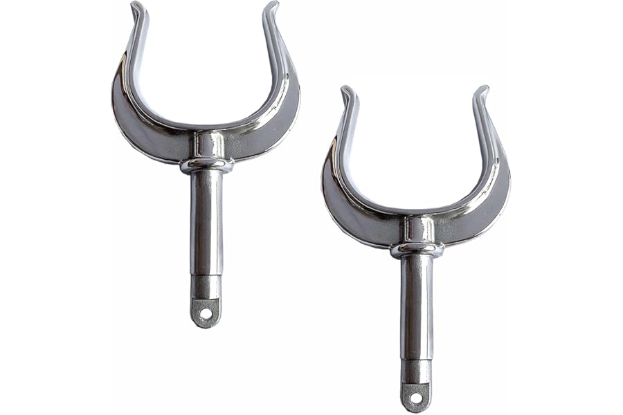 SENRISE 2 Pcs Boat Oar Lock, Stainless Steel Marine Rowlock Socket Bracket Side Mount Oars Rod Support for Kayak, Canoe, Yacht, Fishing Boat