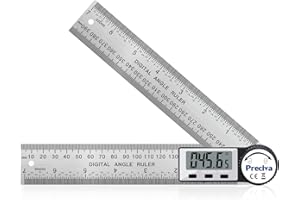 Preciva Transportador de Ángulos Digital, Medidor de Ángulos de 400mm con Gran Pantalla LCD, 360° Ángulos, Acero Inoxidable para Carpintería, Herramientas y Bricolaje