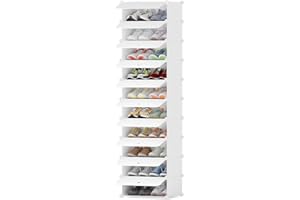 HOMIDEC Zapatero, 10 Niveles Zapatero Entrada Recibidor, Capacidad para 20 Pares, Estrecho Zapateros Estrechos para Entradas, Dormitorios y Pasillos（Blanco）