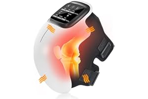 JoyCushy Knee Massager, Vibration and Infrared Heated Cordless Knee Massager for Joint Pain Relief, LED Touch Screen, 48cm Longer Knee Straps, 3000mAh Rechargeable Battery