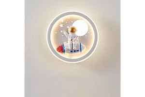 niuniaj LED Applique Murale Interieur,24W Lampe Murale,Moderne Murale astronaute,220V Applique Murale Enfant 3 température de couleur（3000K/4000K/6000K） pour Chambre Maison Couloir Salon enfant
