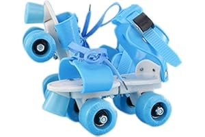 lfdhcn Roller Skates, Double Row Roller Skates, Adjustable, 4 Wheels Children’s Skates For Beginners, Safety Buckle System And Reinforced Straps,Breathable, For Boys And Girls