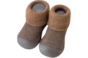 HENAGEHDE Chaussures Chaussettes Bébé Filles Garçons Chaussure Premier Pas Chaussettes avec Semelle en Caoutchouc Antidérapante Mignonne Dessin Animé Chaussures Chaussettes Respirante Chaud Confortable