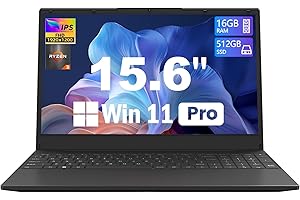 Azeyou 15.6 inch Laptop, Ryzen 3 3200U Processor Notebook Computer, 16GB RAM & 512GB PCle SSD Laptop, FHD+ Screen, Win 11 Pro Laptops, 4500mAh, Dual-Band WiFi, BT5.0, Full Function Type-C, Black