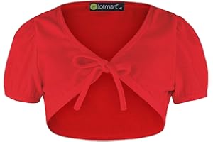 RAGEIT Niñas Recortadas Bolero Niños con Tiras De Atar Frente Bolero Corto Manga