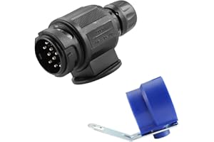 ETUKER 13-poliger Anhängerstecker mit Anhängersteckerhalter, 12V 13-poliger Anhängerkupplungs-Stecker, für LKW, Wohnmobil, Autos, Boot, Wohnwagen/Anhänger Zubehöradapter
