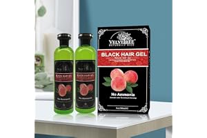 Velvetree Black Hair Gel - Natural Hair Colour Dye No Ammonia, Non-Toxic, Instant White Hair Coverage, Long-Lasting Black Hair Color, 500ml (Pack of 2) (Approved By CDSCO)