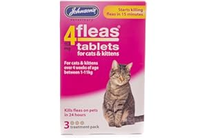 LEEWAY JOHNSONS 4FLEAS TABLETS FOR CATS AND KITTENS – 1KG TO 11KG – 3 TAB PACK - FLEA (X1 PACK)