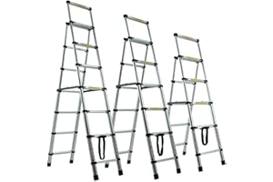 BRIEFNESS Trittleiter 6+7 Stufen Klappbar, Multifunktionsleiter Klappleiter Teleskopleiter für Tägliche Haushalts-oder Wohnmobilarbeiten, Aluminium Trittleiter, 150KG Belastbarkeit