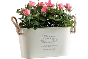 Garden Planters Outdoor and Indoor - Engraved Nanny's Garden Long Plant Pots Outdoor | Mum, Dad, Anniversary, Grandad and Nan Gifts for Birthday Garden Pots and Planters | Dust and Things