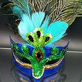 Eizur Maskerade Maske Aristokratische Pfau Gesichtsmaske Kunst Muster für Halloween Party Karneval Kostüm Cosplay Requisiten Fasching Party Verrücktes Kleid Ball - 