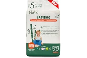 ECO BY NATY Naty Bamboo - Pannolini a mutandina in Viscosa di Bambù – Morbidezza e tocco setoso, Pannolini a base vegetale, Dermatologicamente testati per pelli sensibili e super assorbenti (Taglia 5, 72 pezzi)