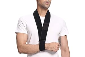 supregear Arm Sling, Adjustable Collar and Cuff Sling Immobilizer Lightweight Neck Support Simple Arm Sling Breathable Medical Shoulder Support for Men Women, One Size Fits All, Black