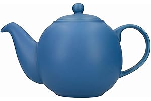 London Pottery Globe Grande Théière avec Passoire dans Une Boîte Cadeau en Céramique, Bleu Nordique, 6 Tasses (1,2 litre)