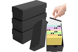LALATOK 4 Pz Scatola per flashcards A8, per 52×74mm flash cards, Capacità 980 Schede, Indice Card Box Nera per Apprendimento Note, Ricette, Organizzazione e Revisione a Casa Scuola Ufficio