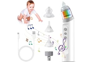 Anluomania Aspiratore Nasale Elettrico, Aspiratore Nasale Neonato, Aspiratore Nasale Per Bambini, Pulisci-Naso Per Bambini, 5 Livelli Di Aspirazione E 3 Punte In Silicone, Musica E Luce
