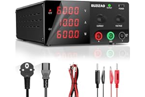 RUZIZAO Alimentation de Laboratoire 60V 10A 600W Haute Puissance Alimentation Stabilisée Réglable avec OUTPUT/Encodeur Bloc d'alimentation Laboratoire avec Affichage 4 Chiffres pour Recharge Batteries