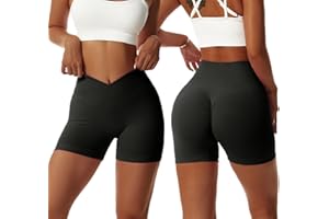 Arkim Legging Court Femme de V Taille Short Sport Cycliste Femme Anti Frottement Cuisse Legging Sport Femme Short Running Fitness Yoga Court Femme