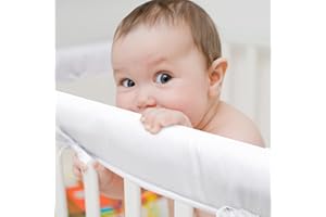 WYSWYG Crib Rail Cover 3-Piece Set, Protection of Teething Baby,100% ‎‎Polyester Breathable Cot Rail Protectors to Safely Front Rails of Cribs,White