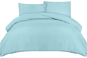 Utopia Bedding Copripiumino Una Piazza e Mezza - Microfibra Copripiumino 200x200cm + Federe 50x75cm - Blu Spa