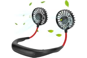 HEAYZOKI Wearable Neck Fan, Sports Hanging Neck Fan USB Charging Portable Lazy Fan Folding Desktop Handsfree Mini USB Rechargeable Wearable Neckband Fan for Traveling Sport Outdoor Camping Office (黑色)