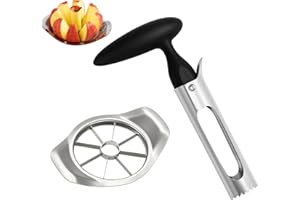 DQIUNAX Apfelentkerner Set, 1 Apfelausstecher Schwarz + 1 Apfelteiler Edelstahl, Praktische Küchenhelfer für Obst und Gemüse, Ideal für Salate, Snacks und Mahlzeiten