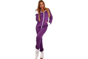 Crazy Age Basic Jumpsuits Ganzkörperanzug Einteiler One Piece Schlafanzug Overall Damen Jumpsuit Kuschelig und warm