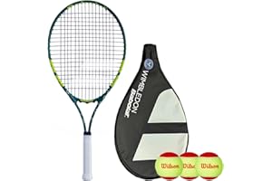 RACKETWORLD Babolat Junior Tennis WIM'DON Bundle Set includes, Tennis Racket, Protective Cover & Tennis Balls (From 21" - 25")