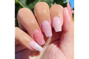 DANNI & TONI 28 Stickers Semi Cured Gel Nail Polish Strips Gel Nail Stickers(Pink Sands),Playful Design with Pops of Pink in The Colour Palette