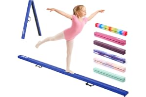 ‎ZELUS ZELUS 240/270 cm Schwebebalken Kinder für Zuhause Faltbarer Gymnastikbalken aus Eva-Schaum & Holz Balancierbalken mit erhöhten Füßen & Tragegriffen für Fitness, Training, Turnen