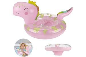 TOKIDARING Baby Swimming Float Inflatable Baby Float Dinosaur Baby Swimming Ring with Baby Safety Seat and Handle for Babies 6-36 Months Toddlers Summer Baby Float