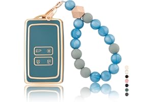 OFF WE GO Etui Cles Coque de Clé pour Renault Dacia Duster Captur Kadjar Espace Megane Kangoo Arkana Arcan Koleos Protecteur Clé Voiture Couverture Clé Accessoire Voiture Clé à Télécommande, Bleu Or