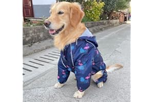 Idepet Imperméable pour Chien avec Capuche et Trou de col,Poncho de Pluie pour Chien Hoodies réfléchissants pour Chiens de Petite Taille et de Grande Taille
