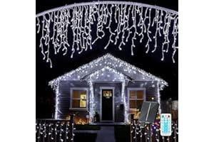 GCMacau Solares Cortina Luces Navidad Exterior[12m + 5m], 506LED Luces Navidad Exterior, 8 Modos, Ampliables, 101 Gotas, Guirnaldas de Luces para Exteriores Alimentación USB, IP65 con Control Remoto