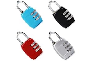 EASYKEENECOM 4 PCS 3Digitos Candado Combinacion Taquilla,Candado numerico, Candados para Mochilas y Maletas,Candado para El Casillero del Gimnasio Escolar, Archivadores, Caja De Herramientas,Cerca, Cerrojo