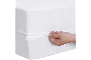 HIGH LIVING Highliving Waterproof Mattress Encasement Protector Zippered Bed Bug Proof Hypoallergenic Dust Mite Proof Anti Allergy Mattress Cover (Single)